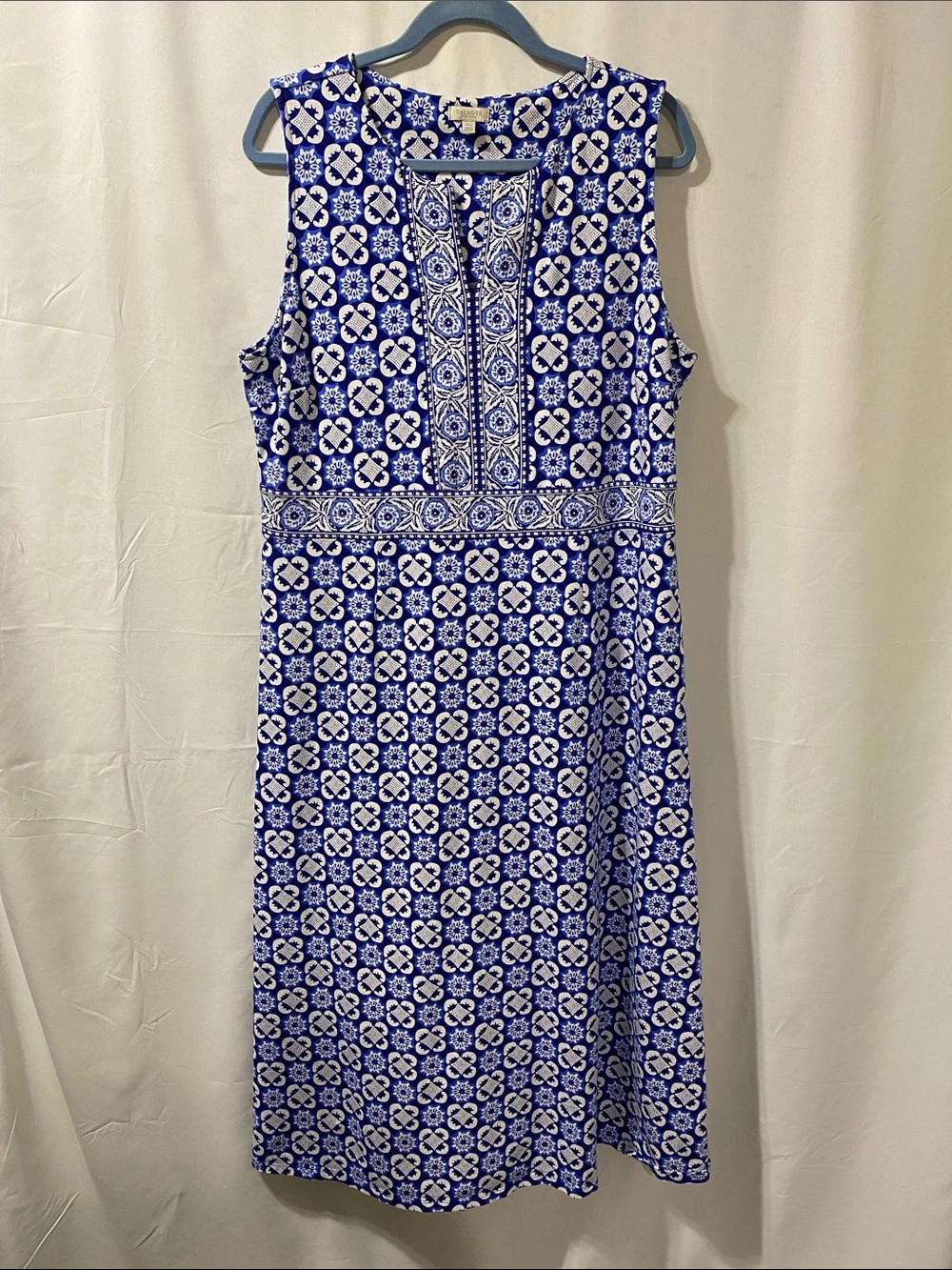 Talbots Blue and White Printed Midi Dress